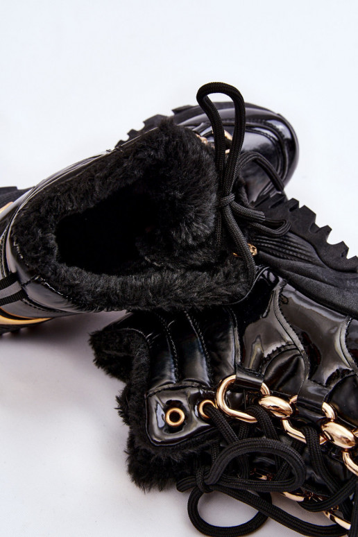 Sieviešu siltināti sporta apavi apavi šņorējami melnas krāsas Bastini