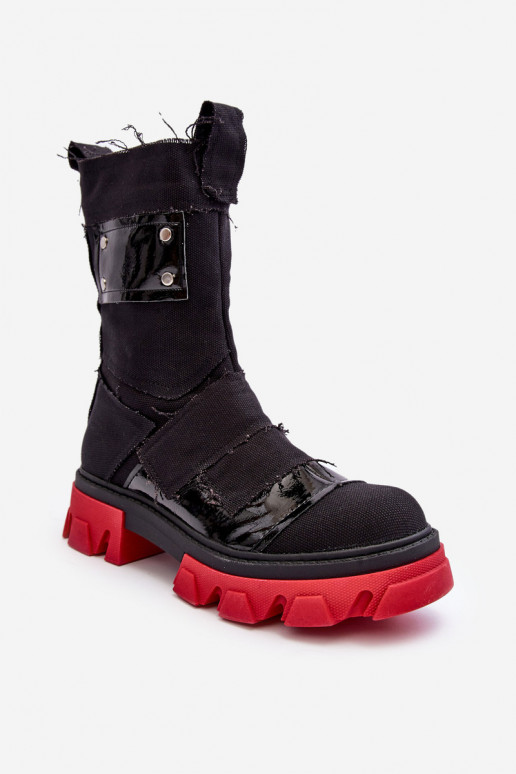 Auduma Sieviešu puszābaki ar rāvējslēdzējiem melnas krāsas Elinare