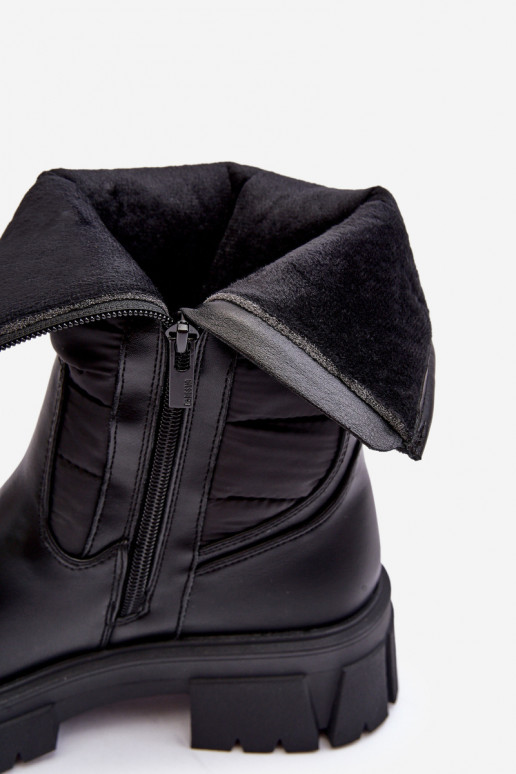 sniega apavi Sieviešu puszābaki siltināti ar rāvējslēdzējiem melnas krāsas Big Star MM274068