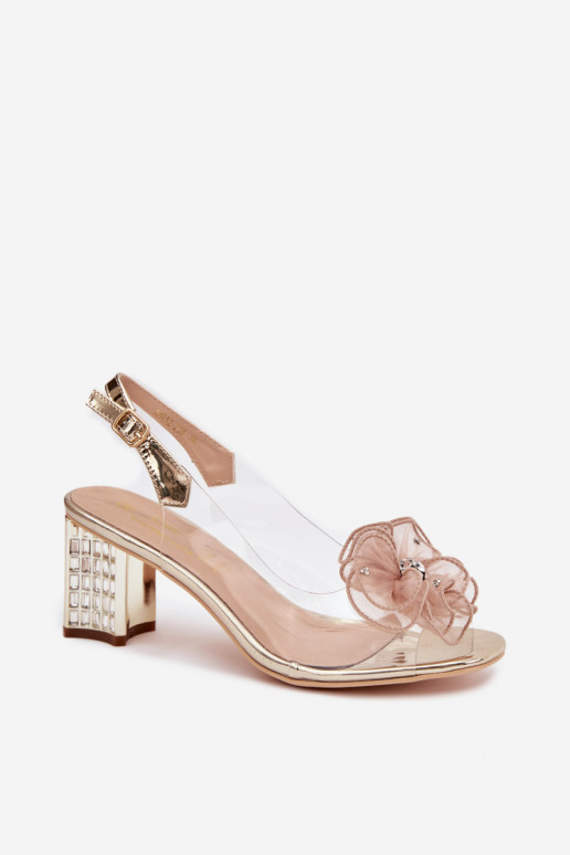 sandales ar papēdi ar ornamentiem D&A MR52-238 Zelta krāsas