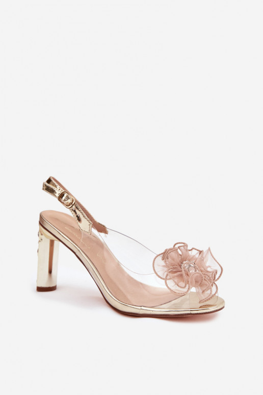 sandales ar papēdi ar ornamentiem I Kryształkami D&A MR52-236 Zelta krāsas