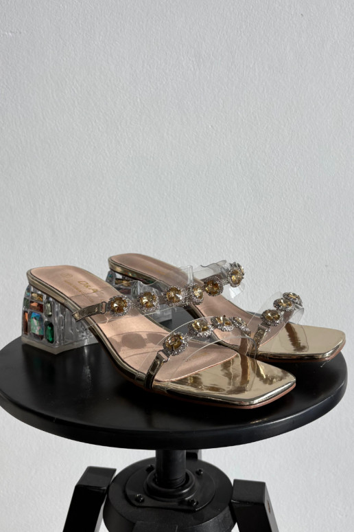 sieviešu čības ar mirdzošiem spīdumiem D&A MR1037-02 Zelta krāsas