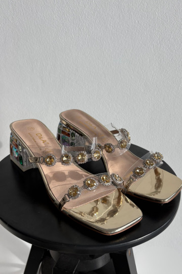 sieviešu čības ar mirdzošiem spīdumiem D&A MR1037-02 Zelta krāsas 2