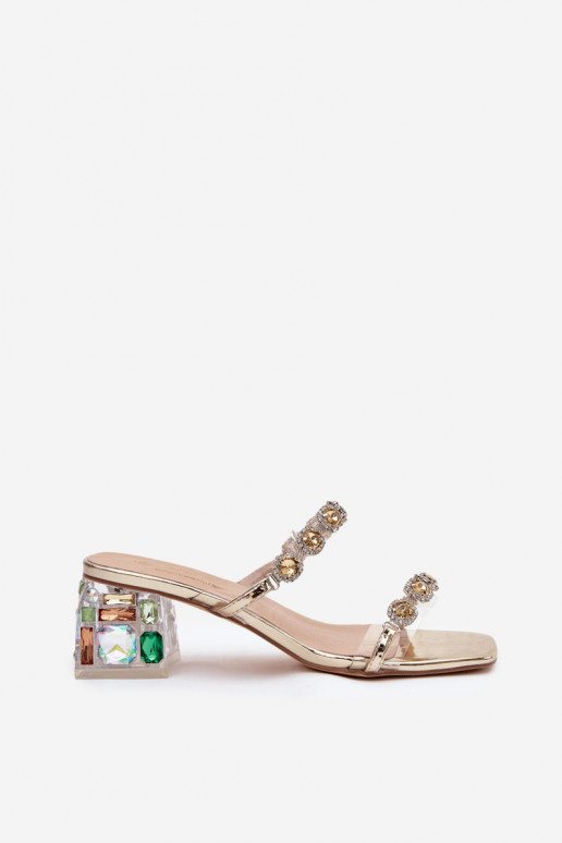 sieviešu čības ar mirdzošiem spīdumiem D&A MR1037-02 Zelta krāsas