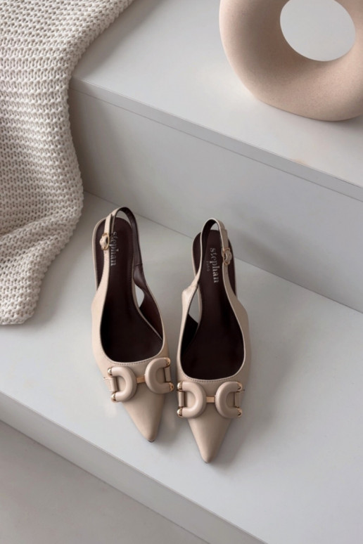 Sieviešu basenes ar papēdi Ar greznu Detalem Ziloņkaula krāsas Brienne