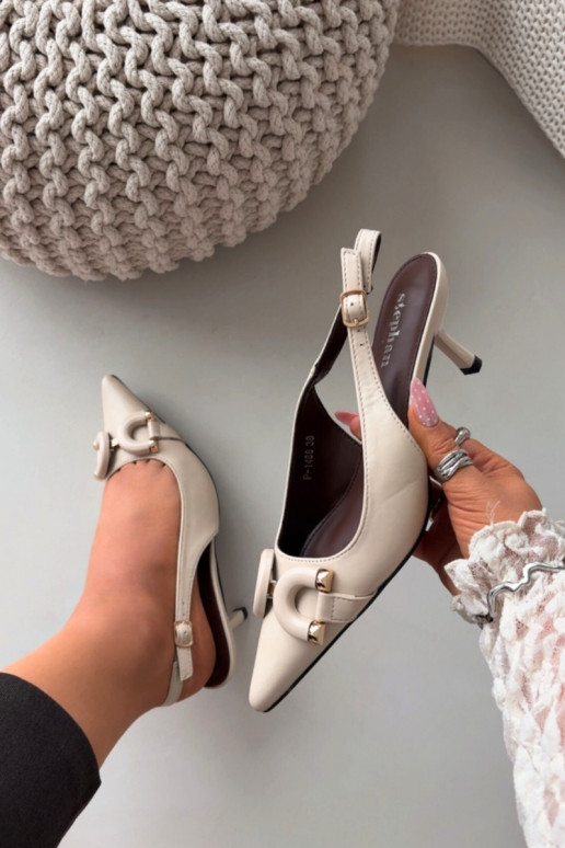 Sieviešu basenes ar papēdi Ar greznu Detalem Ziloņkaula krāsas Brienne