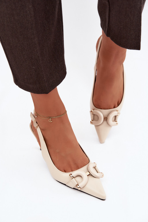 Sieviešu basenes ar papēdi Ar greznu Detalem Ziloņkaula krāsas Brienne