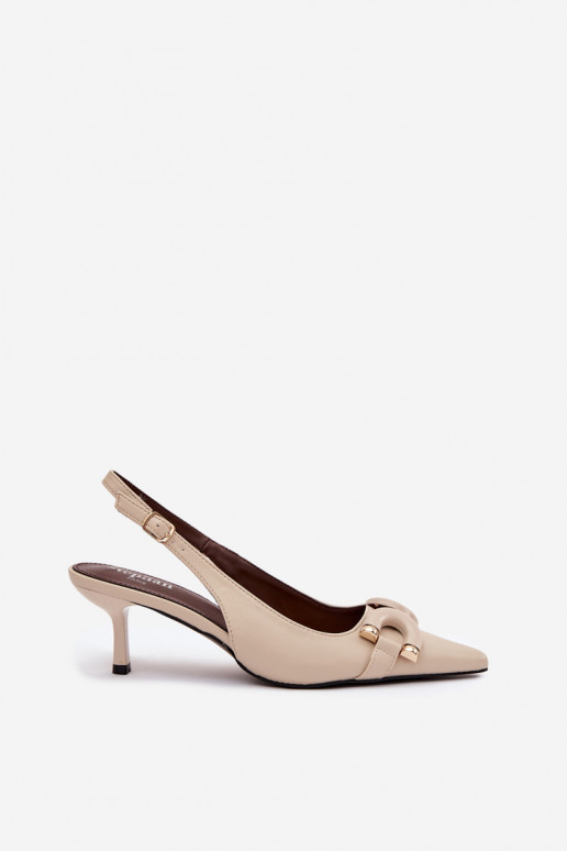 Sieviešu basenes ar papēdi Ar greznu Detalem Ziloņkaula krāsas Brienne