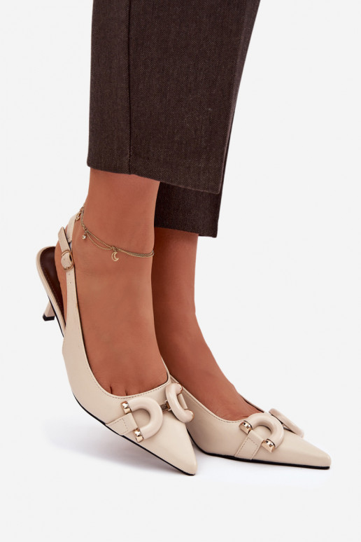 Sieviešu basenes ar papēdi Ar greznu Detalem Ziloņkaula krāsas Brienne