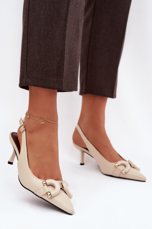 Sieviešu basenes ar papēdi Ar greznu Detalem Ziloņkaula krāsas Brienne