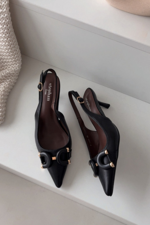 Sieviešu basenes ar papēdi Ar greznu Detalem melnas krāsas Brienne