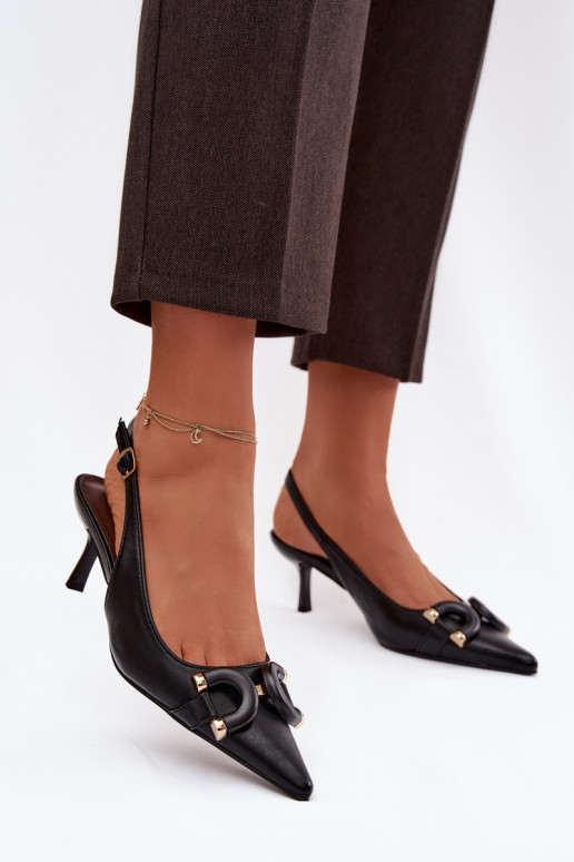 Sieviešu basenes ar papēdi Ar greznu Detalem melnas krāsas Brienne