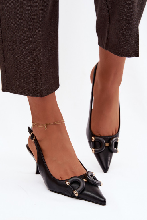 Sieviešu basenes ar papēdi Ar greznu Detalem melnas krāsas Brienne