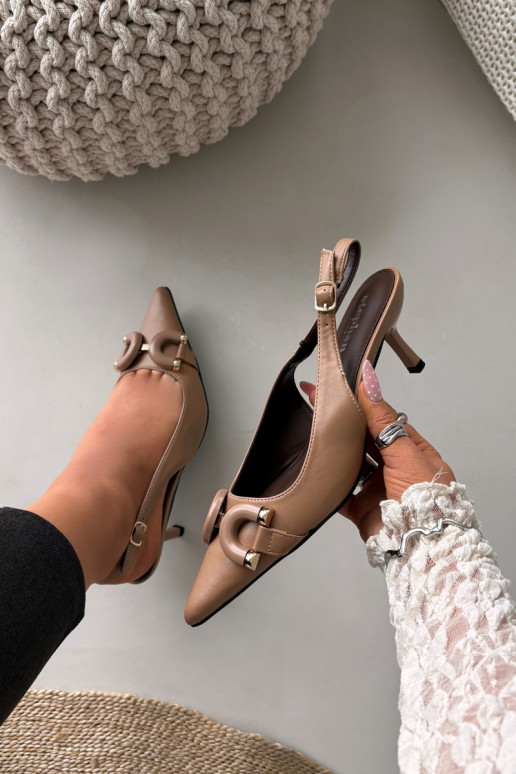 Sieviešu basenes ar papēdi Ar greznu Detalem brūnas krāsas Brienne