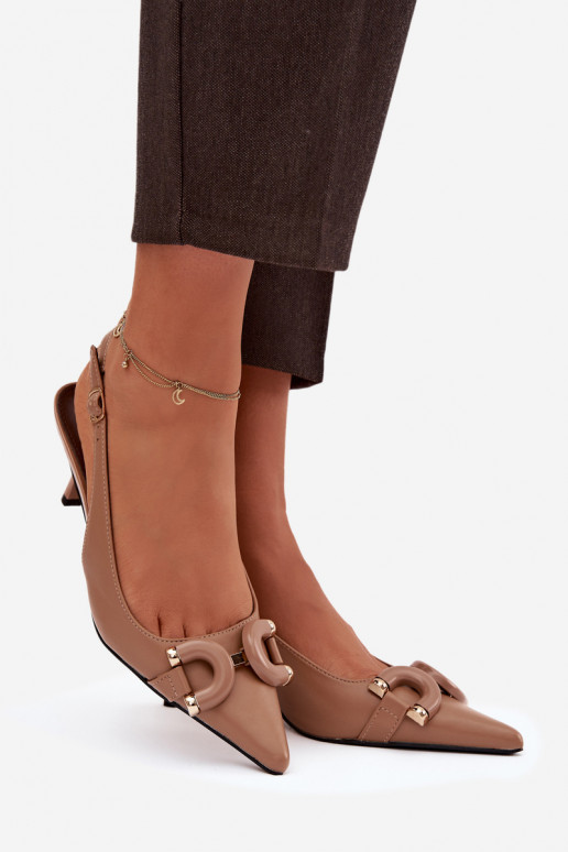 Sieviešu basenes ar papēdi Ar greznu Detalem brūnas krāsas Brienne