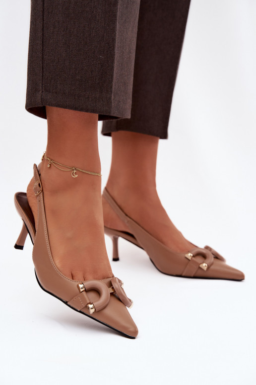 Sieviešu basenes ar papēdi Ar greznu Detalem brūnas krāsas Brienne