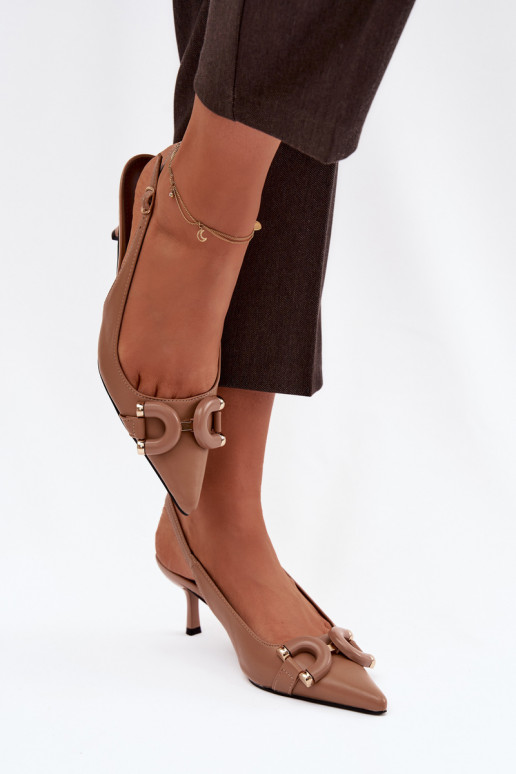 Sieviešu basenes ar papēdi Ar greznu Detalem brūnas krāsas Brienne