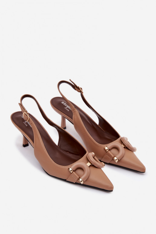 Sieviešu basenes ar papēdi Ar greznu Detalem brūnas krāsas Brienne