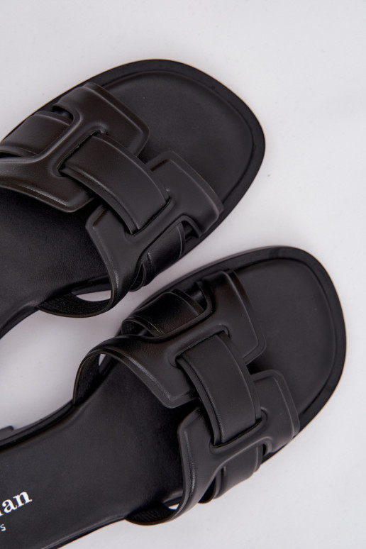 sieviešu čības ar platiem papēžiem melnas krāsas Lorania