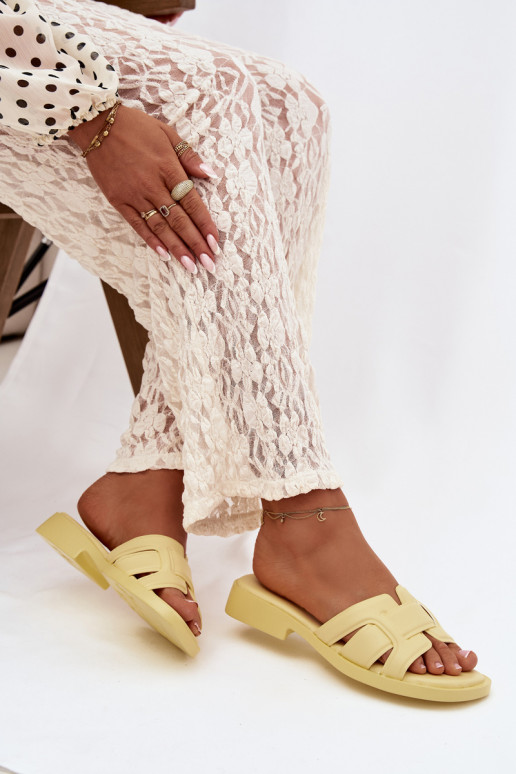 sieviešu čības ar platiem papēžiem Dzelteni Lorania