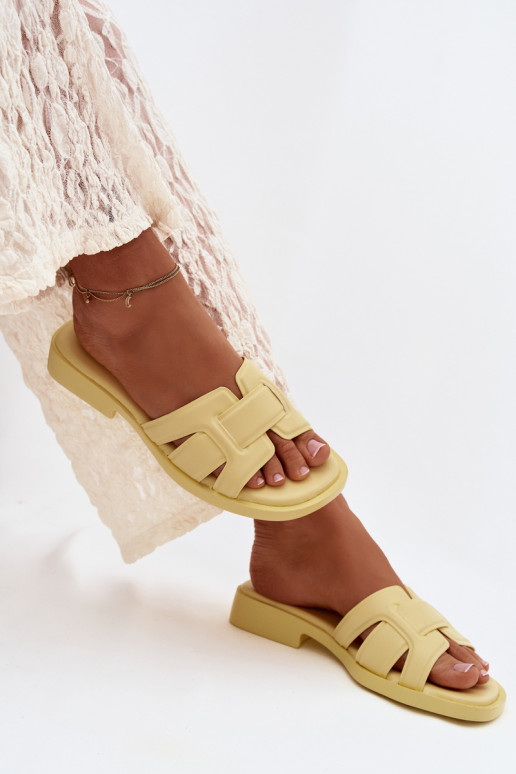 sieviešu čības ar platiem papēžiem Dzelteni Lorania