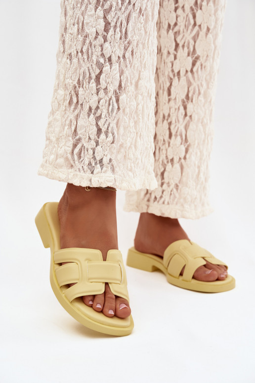 sieviešu čības ar platiem papēžiem Dzelteni Lorania