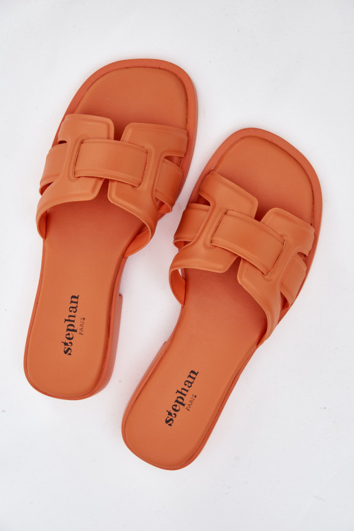 sieviešu čības ar platiem papēžiem oranžas krāsas Lorania