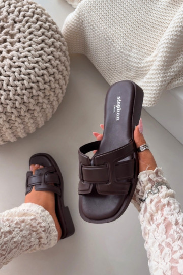 sieviešu čības ar platiem papēžiem CzekoladoIne Lorania 2