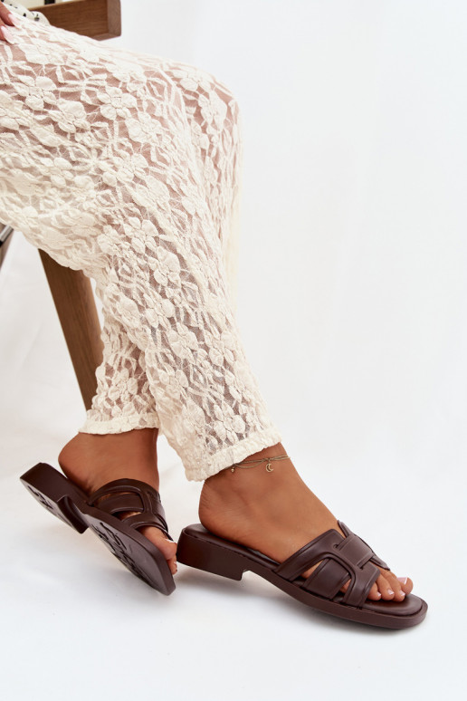 sieviešu čības ar platiem papēžiem CzekoladoIne Lorania