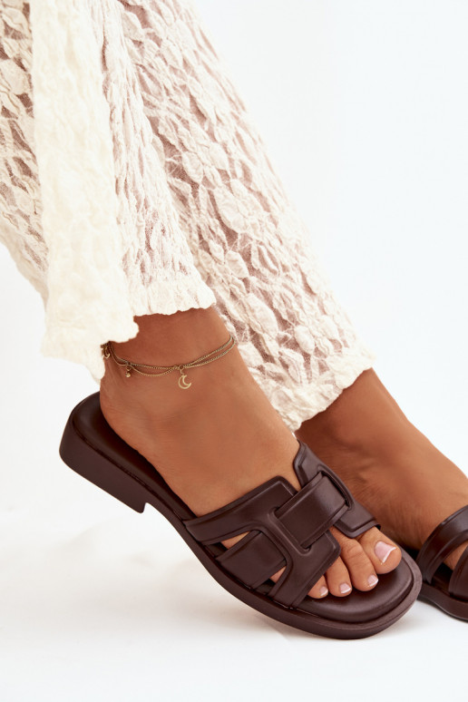 sieviešu čības ar platiem papēžiem CzekoladoIne Lorania