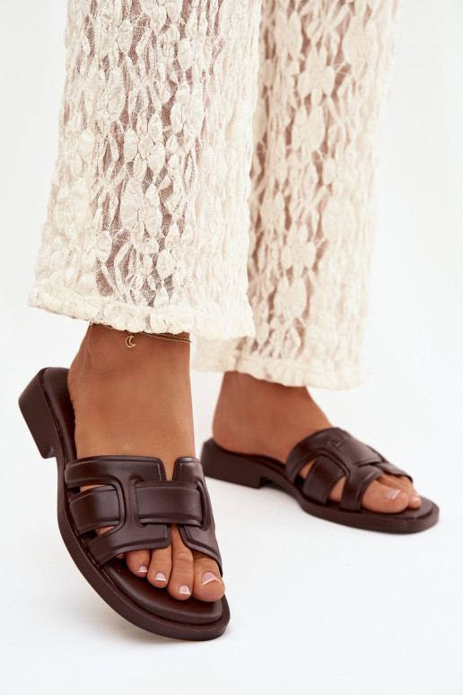 sieviešu čības ar platiem papēžiem CzekoladoIne Lorania