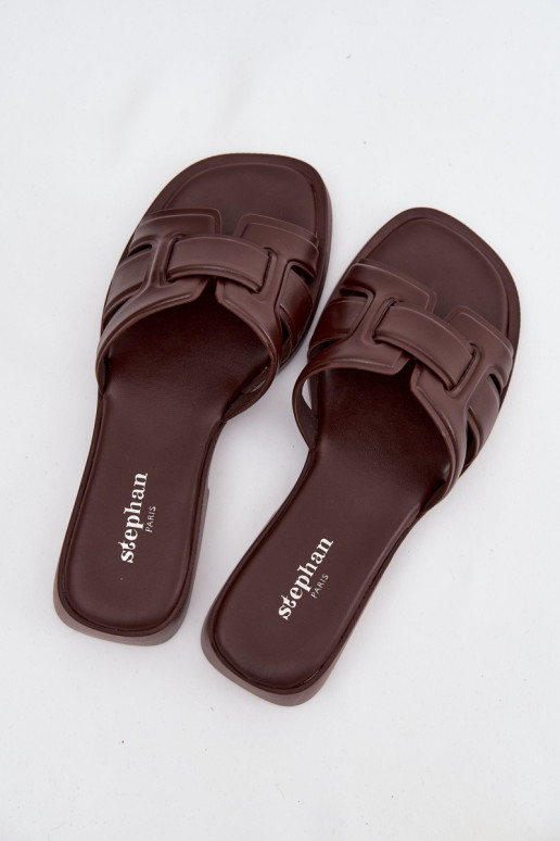 sieviešu čības ar platiem papēžiem CzekoladoIne Lorania