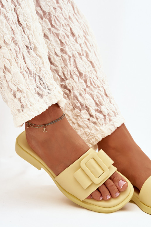 sieviešu čības ar platiem papēžiem ar sprādzēm Dzelteni Melivra