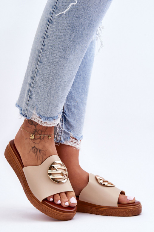 Sieviešu Čības ar ornamentiem smilšu krāsas Secrets