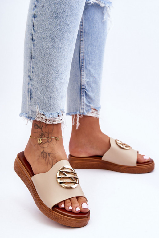 Sieviešu Čības ar ornamentiem smilšu krāsas Secrets