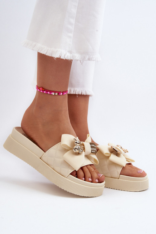 Sieviešu Čības ar bantītēm i Rotaļu lācīšim smilšu krāsas Katterina