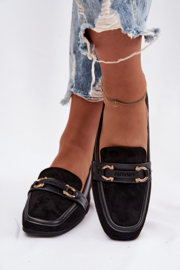 Mokasīni sievietēm ar izsmalcinātiem elementiem, melnā krāsā Evelora 2