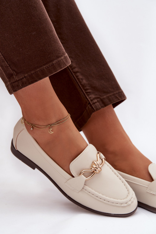 Mokasīni Sieviešu Ar greznu Detalem Ziloņkaula krāsas Rosynne