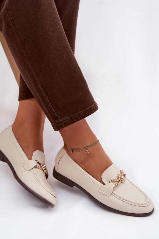 Mokasīni Sieviešu Ar greznu Detalem Ziloņkaula krāsas Rosynne