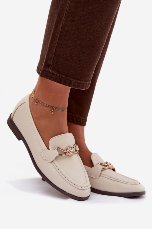 Mokasīni Sieviešu Ar greznu Detalem Ziloņkaula krāsas Rosynne