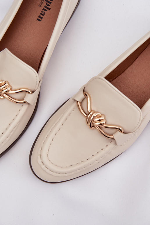 Mokasīni Sieviešu Ar greznu Detalem Ziloņkaula krāsas Rosynne