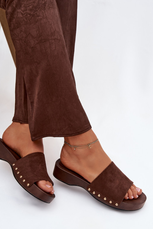 sieviešu čības Ze Zelta krāsasmi Kniedes CzekoladoIne Ferinna