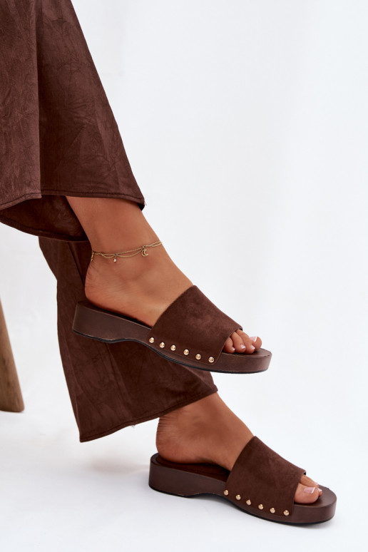 sieviešu čības Ze Zelta krāsasmi Kniedes CzekoladoIne Ferinna