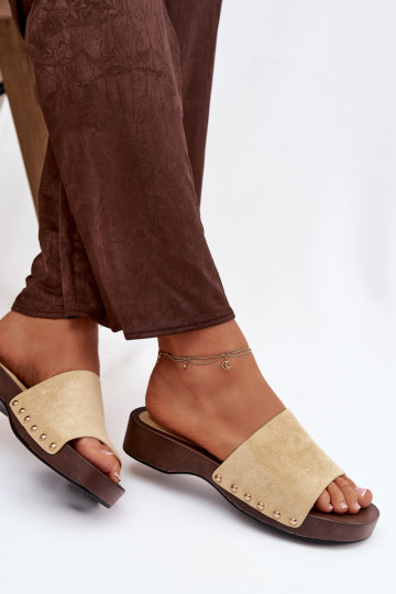 sieviešu čības Ze Zelta krāsasmi Kniedes Dzelteni Ferinna