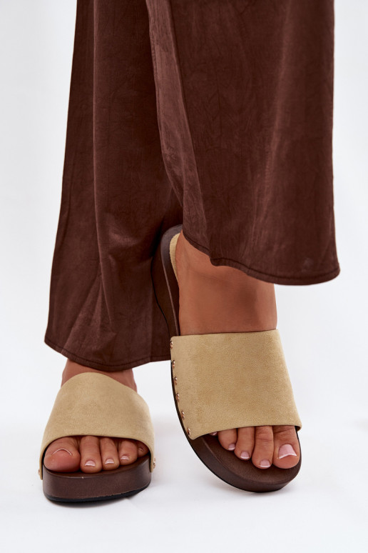 sieviešu čības Ze Zelta krāsasmi Kniedes Dzelteni Ferinna