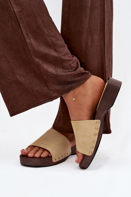 sieviešu čības Ze Zelta krāsasmi Kniedes Dzelteni Ferinna