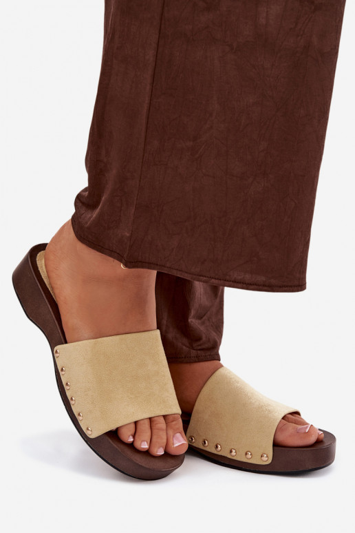 sieviešu čības Ze Zelta krāsasmi Kniedes Dzelteni Ferinna