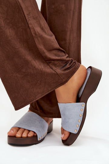 sieviešu čības Ze Zelta krāsasmi Kniedes Zilas krāsas Ferinna