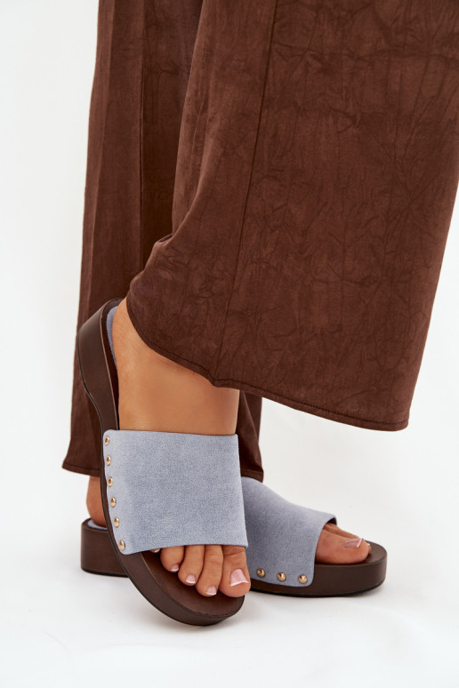 sieviešu čības Ze Zelta krāsasmi Kniedes Zilas krāsas Ferinna