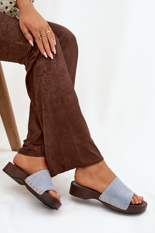 sieviešu čības Ze Zelta krāsasmi Kniedes Zilas krāsas Ferinna